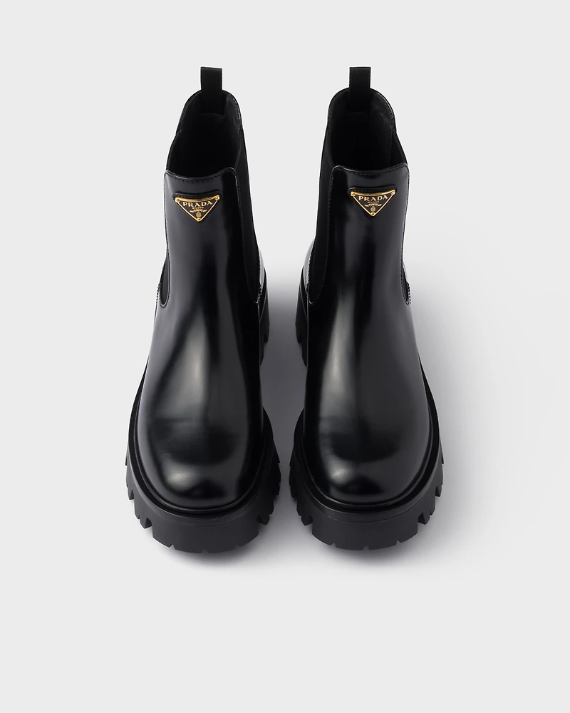 Brushed leather booties