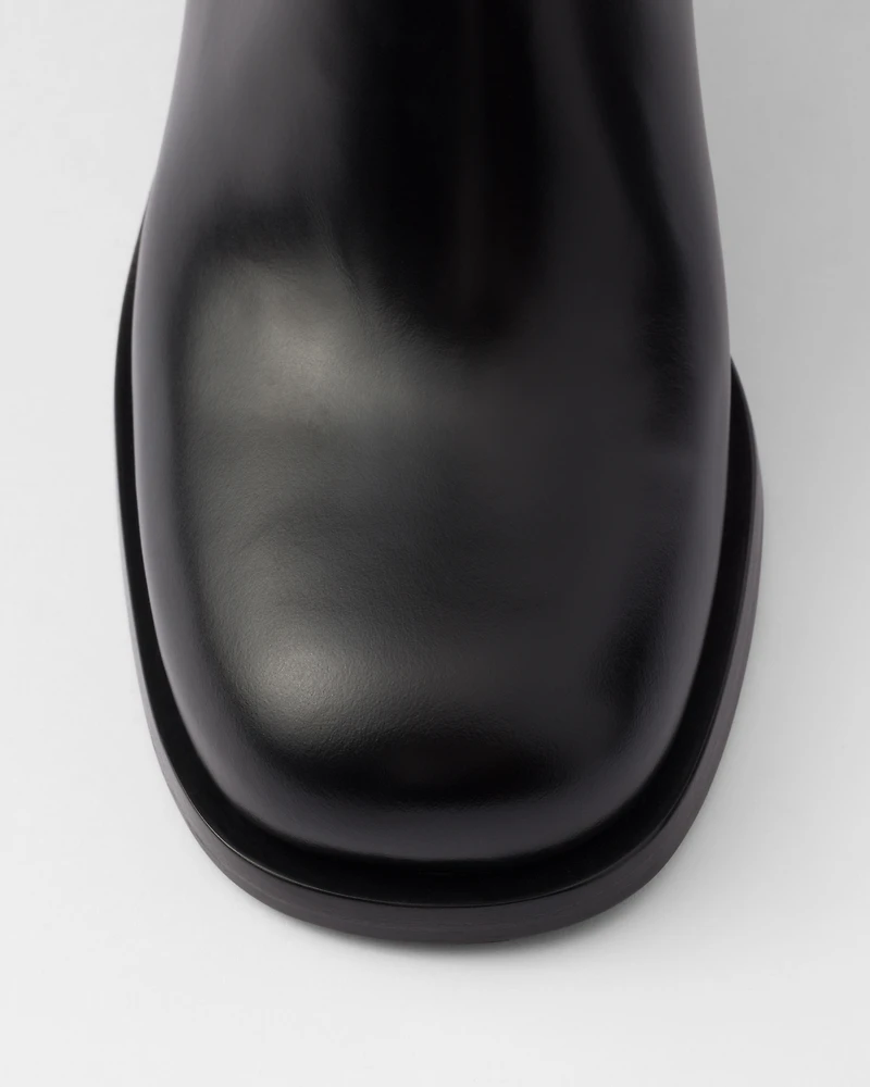 Brushed leather booties