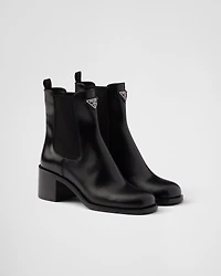 Brushed leather booties