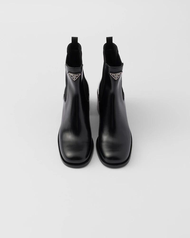 Brushed leather booties