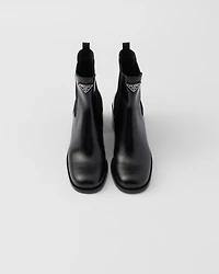 Brushed leather booties