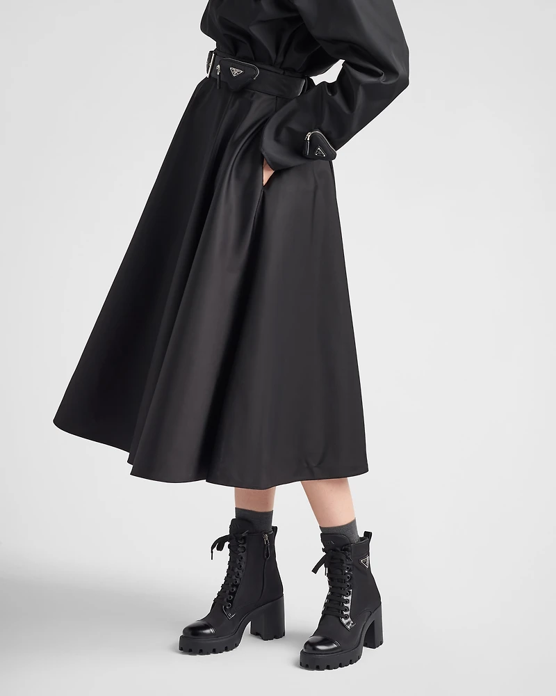 Re-Nylon and leather booties