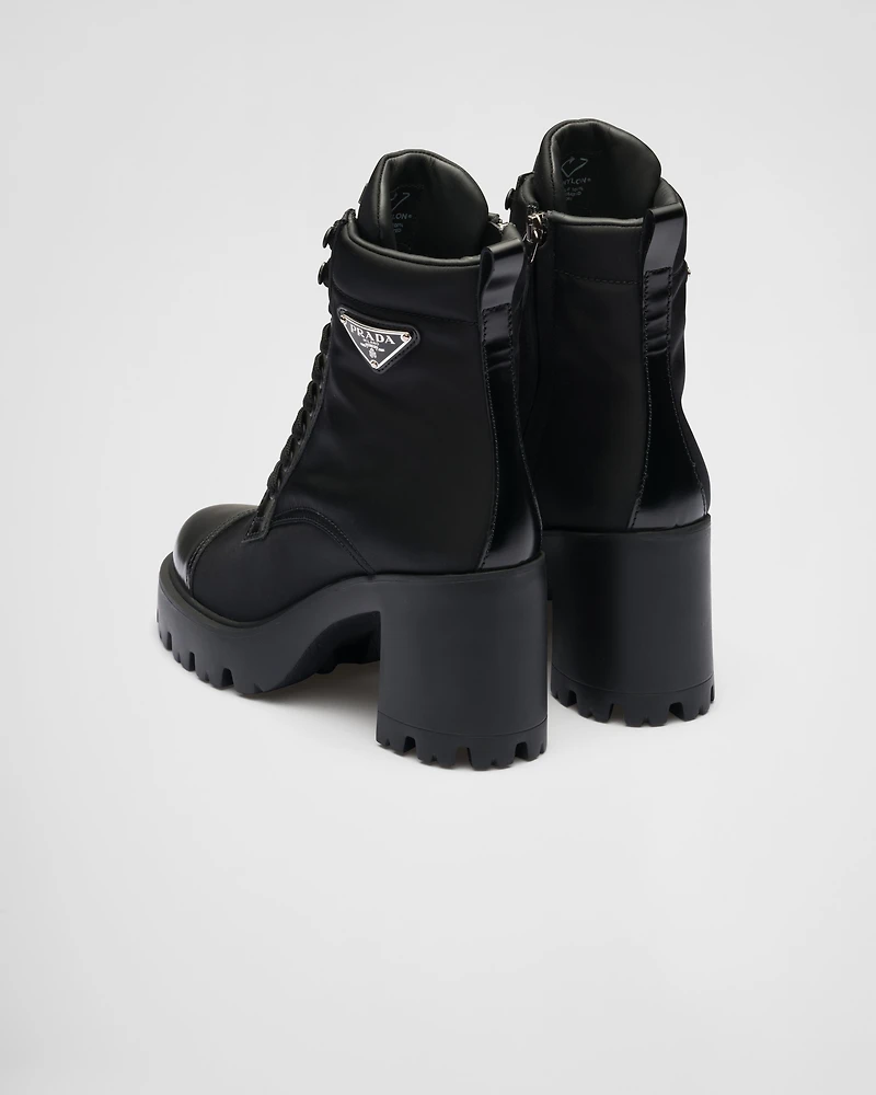 Re-Nylon and leather booties