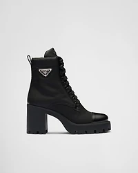 Re-Nylon and leather booties