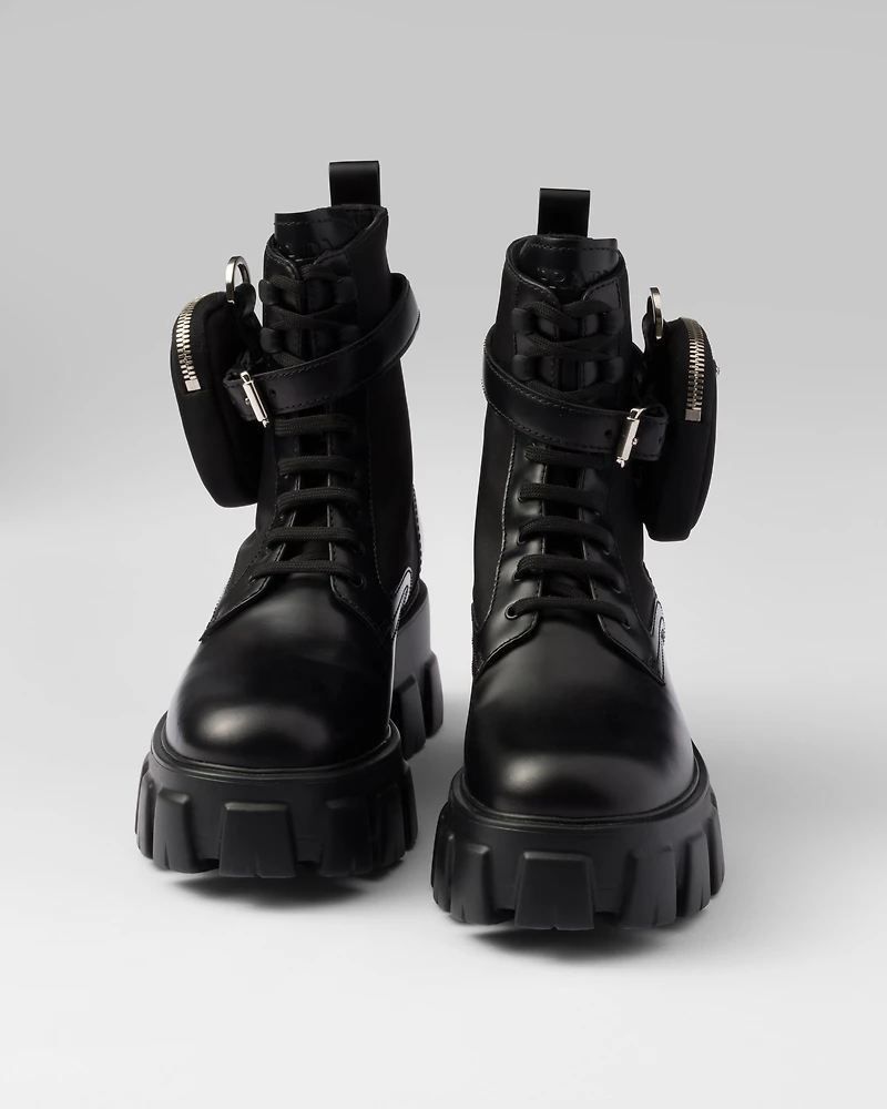 Monolith leather and Re-Nylon boots with pouch