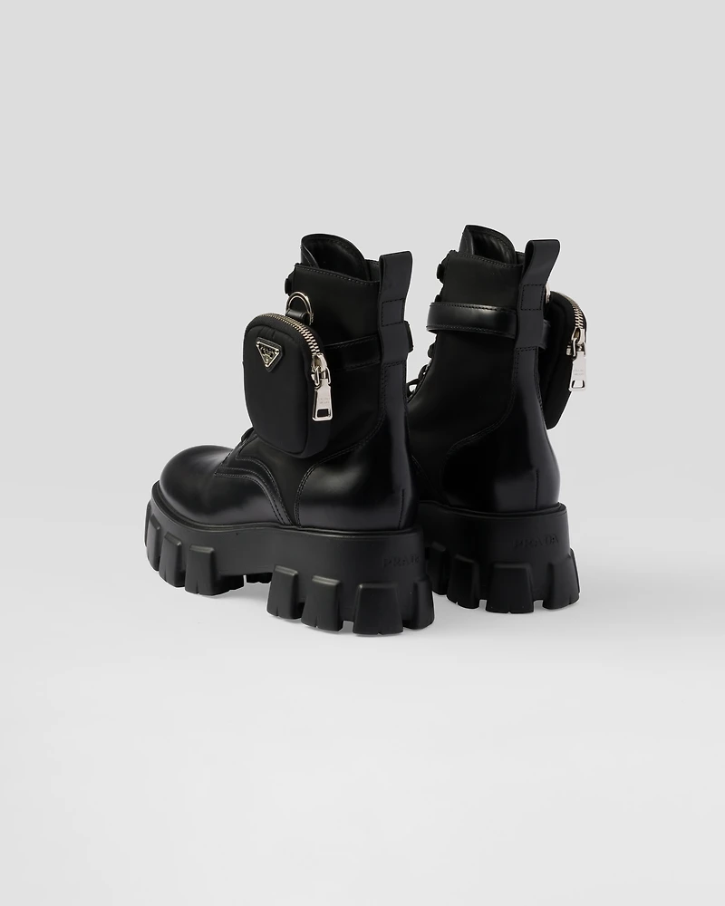 Monolith leather and Re-Nylon boots with pouch