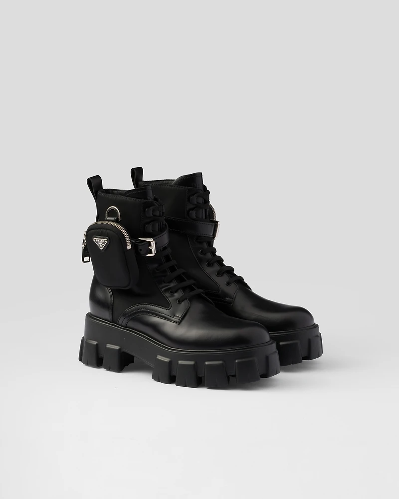 Monolith leather and Re-Nylon boots with pouch