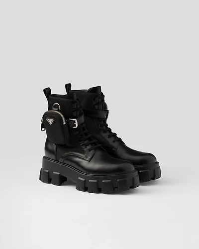 Monolith leather and Re-Nylon boots with pouch
