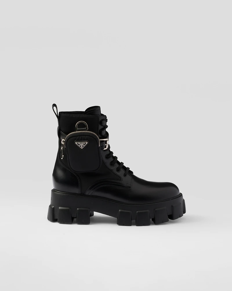 Monolith leather and Re-Nylon boots with pouch