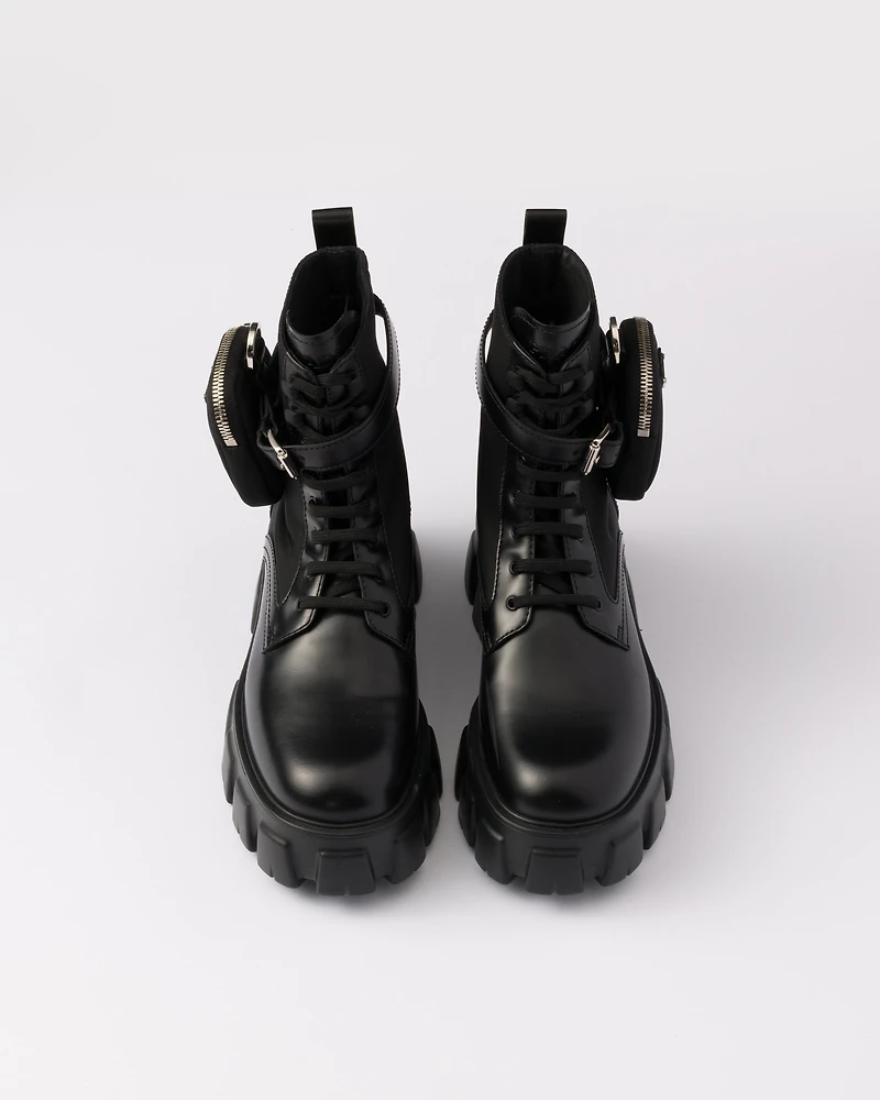 Monolith leather and Re-Nylon boots with pouch