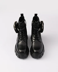 Monolith leather and Re-Nylon combat boots with pouch