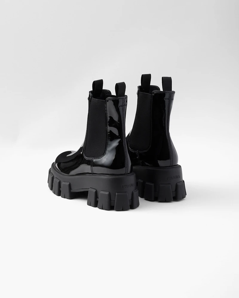 Monolith patent leather booties