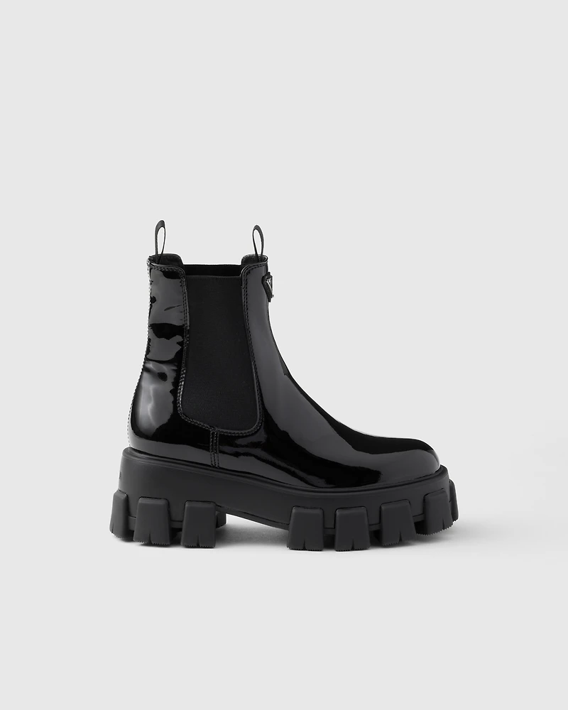 Monolith patent leather booties