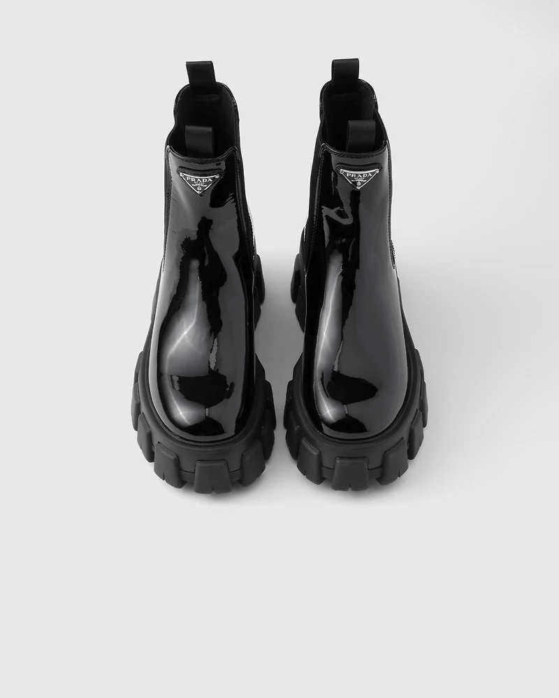 Monolith patent leather booties