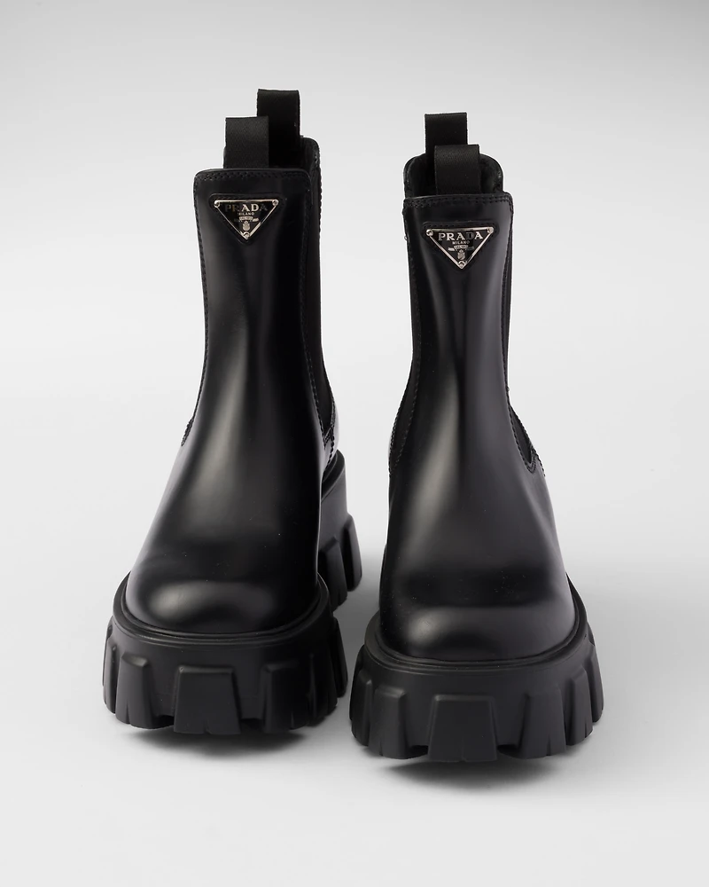 Monolith brushed leather booties