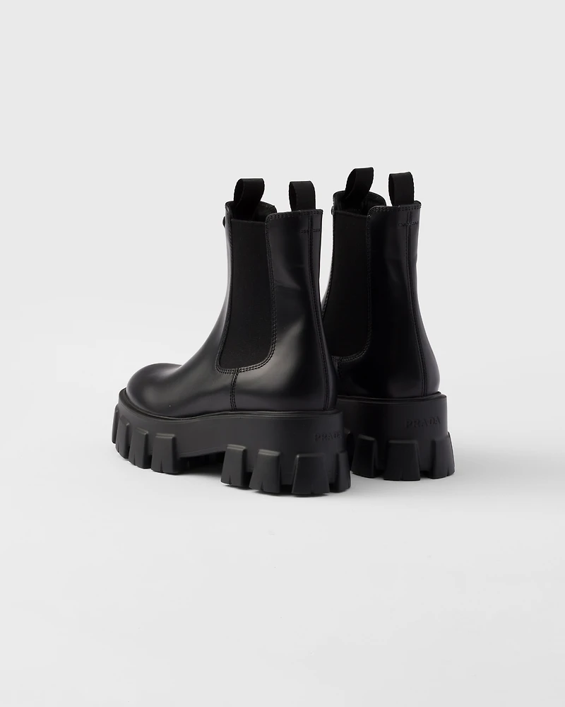 Monolith brushed leather booties