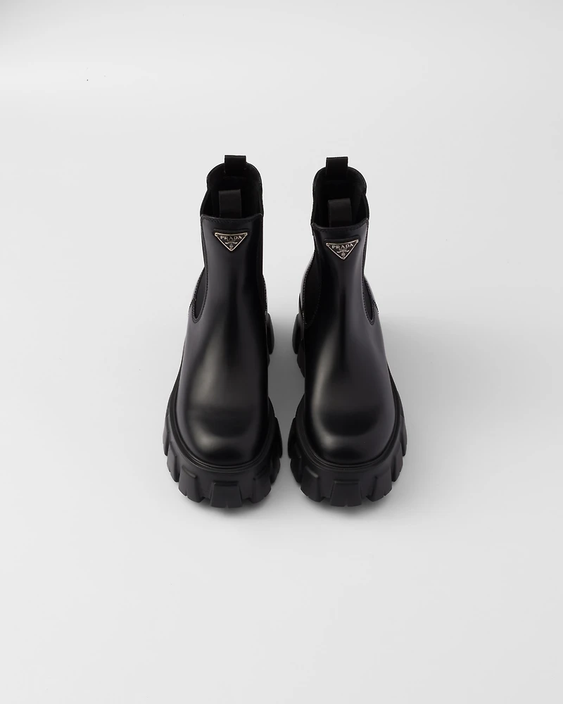 Monolith brushed leather booties