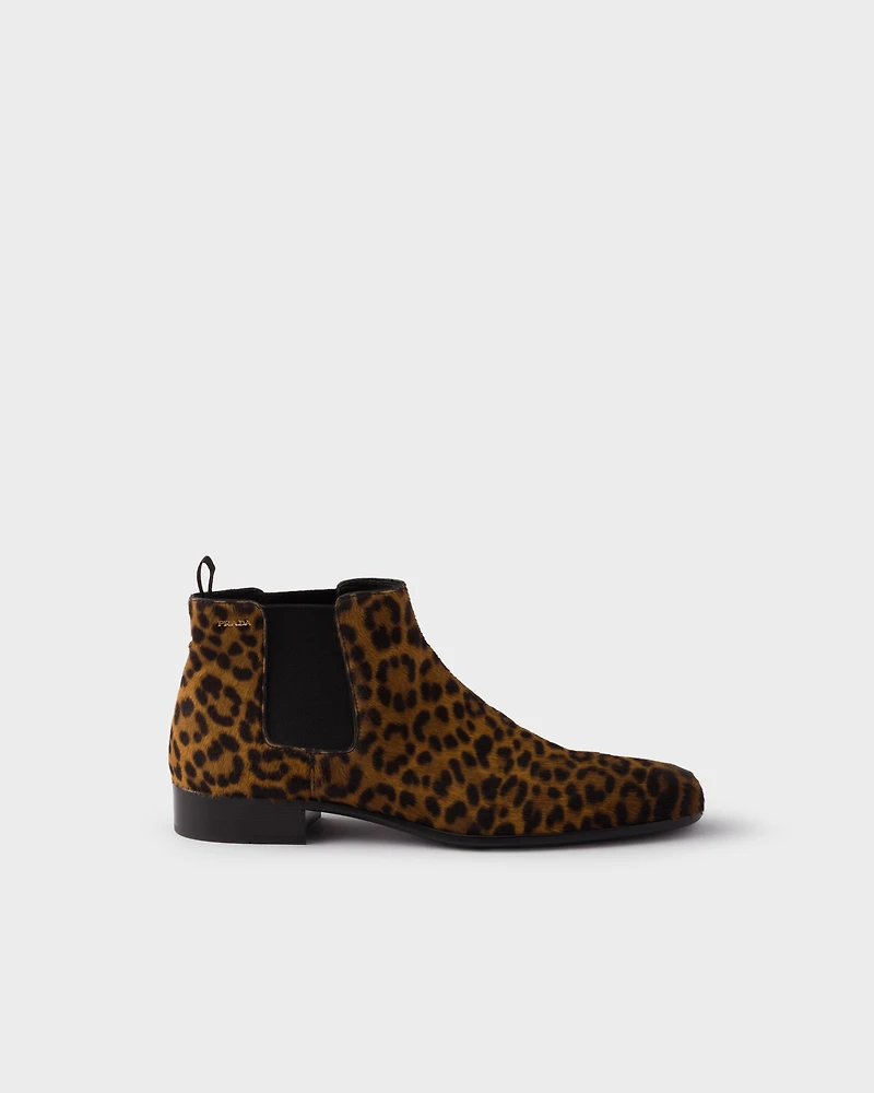Printed leather booties