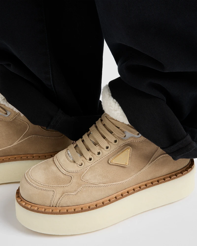 Suede mid-top sneakers