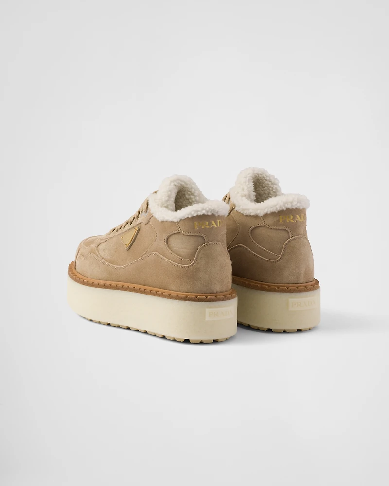 Suede mid-top sneakers