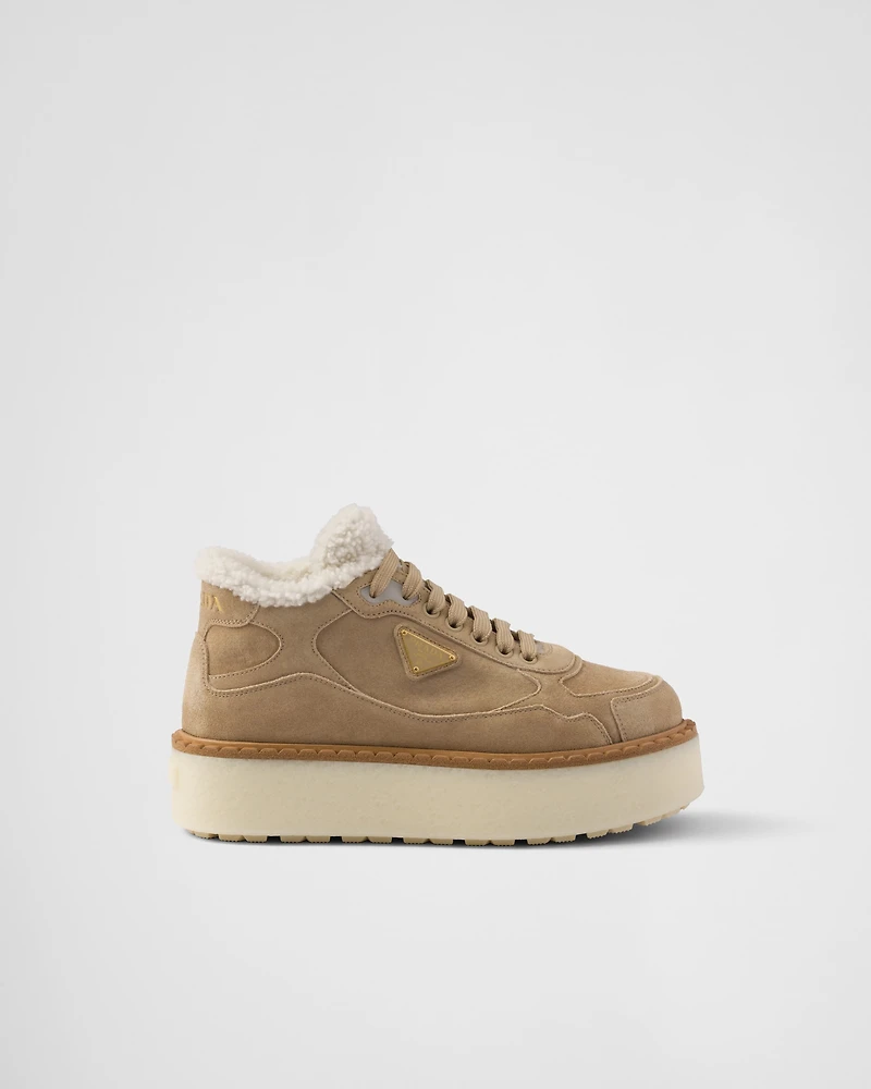 Suede mid-top sneakers