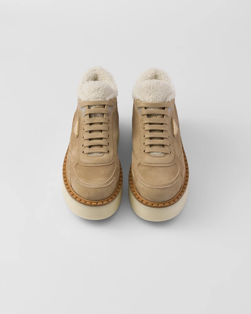 Suede mid-top sneakers