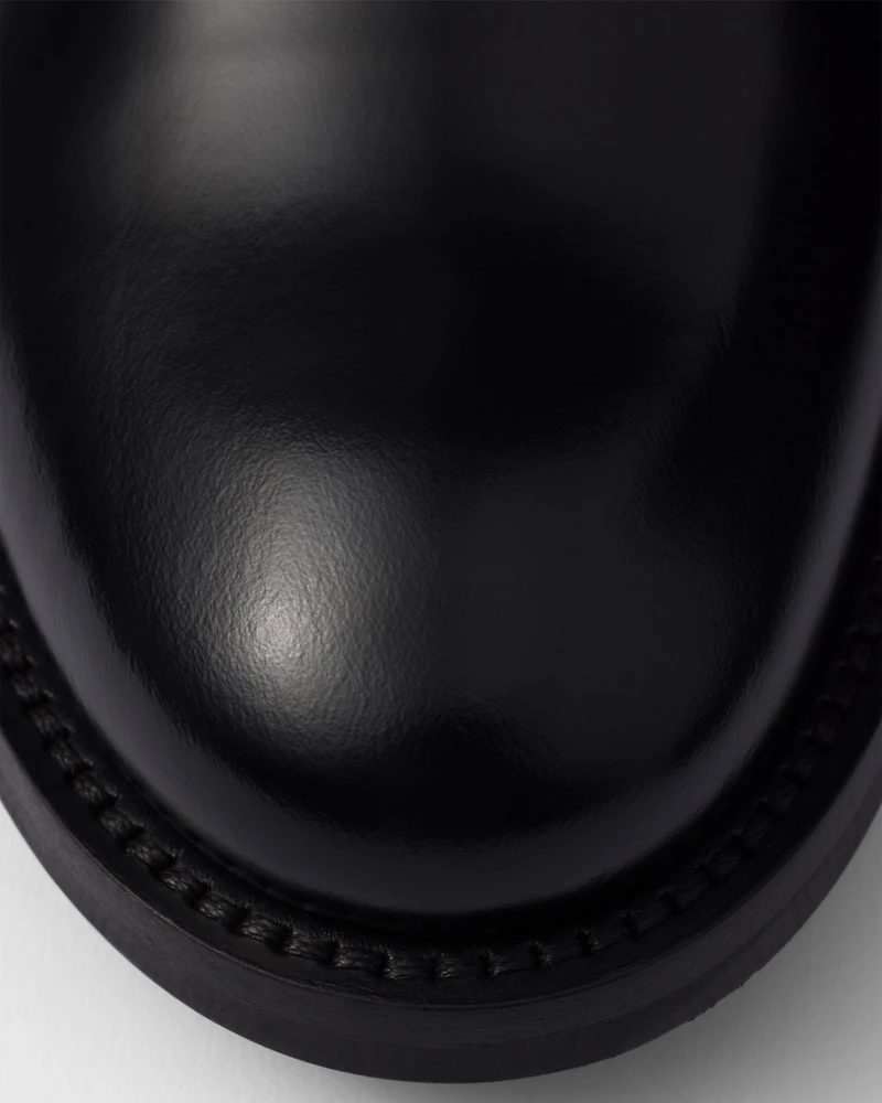 Brushed leather ankle boots