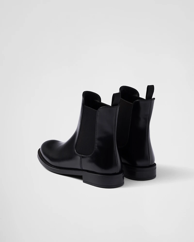 Brushed leather ankle boots