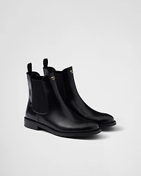 Brushed leather ankle boots