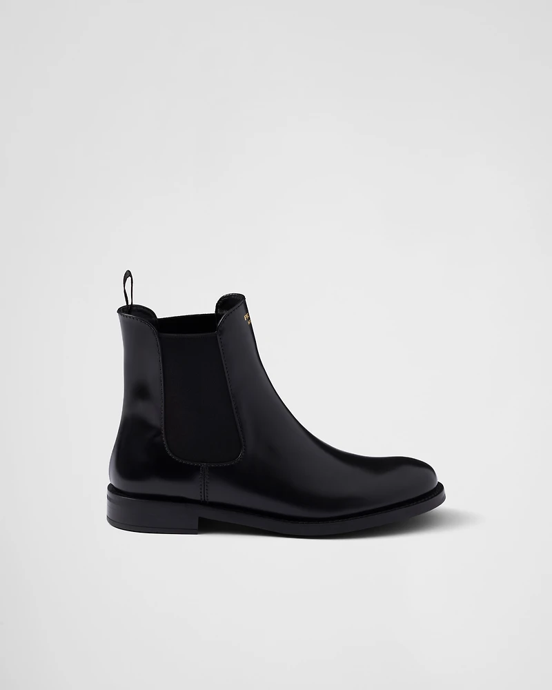 Brushed leather ankle boots
