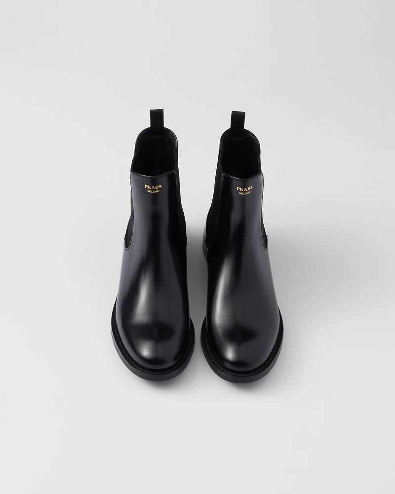 Brushed leather ankle boots