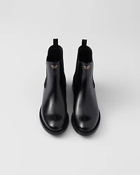 Brushed leather ankle boots