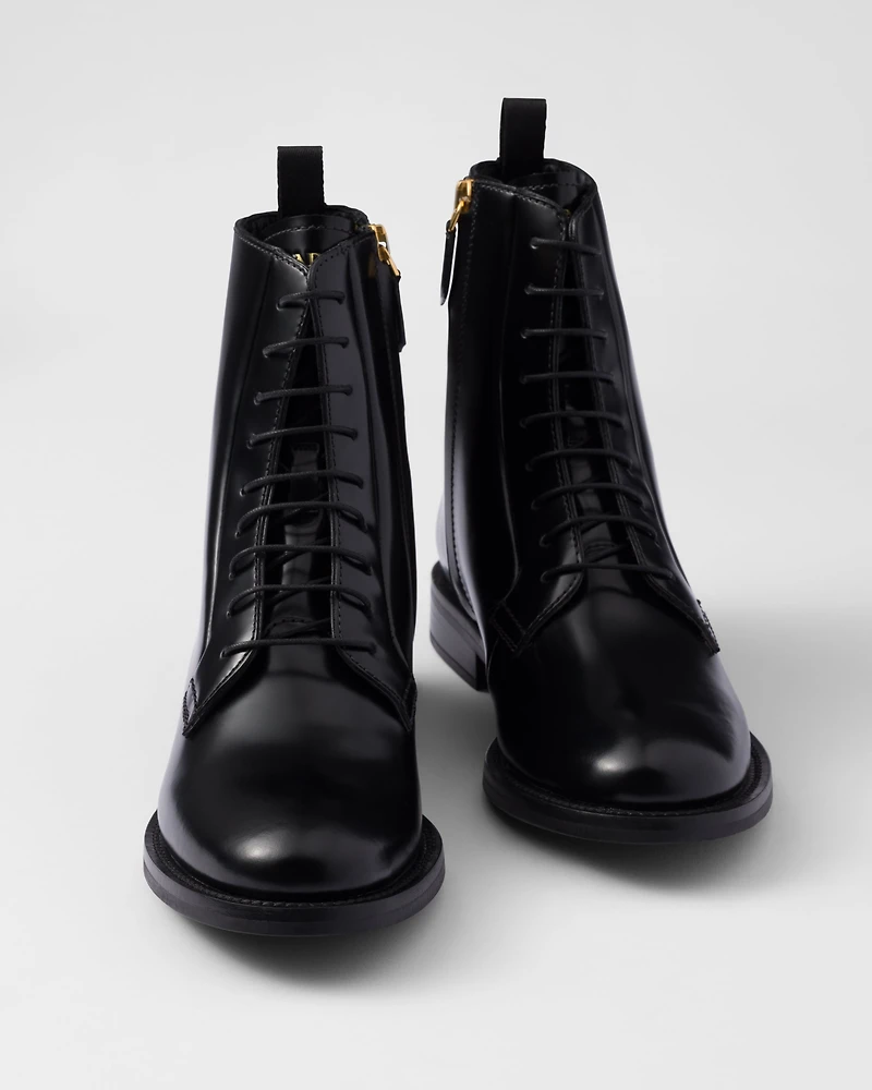 Brushed leather ankle boots