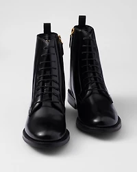Brushed leather ankle boots