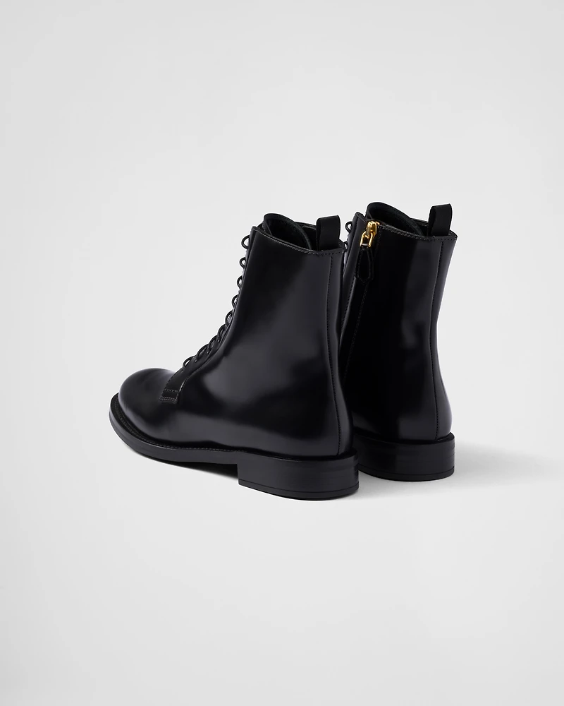 Brushed leather ankle boots