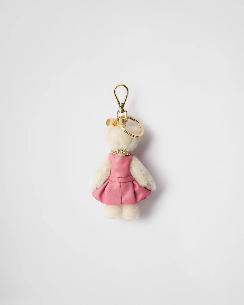 Teddy bag charm with metal ring