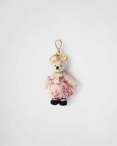 Teddy bag charm with metal ring
