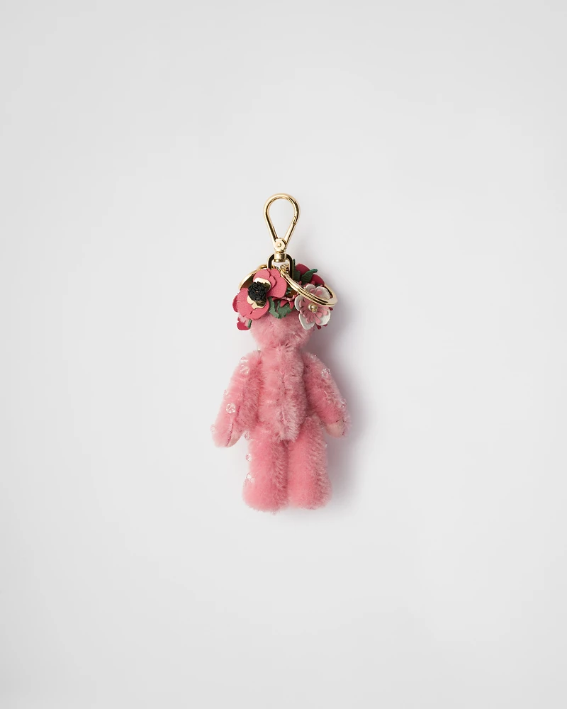 Teddy bag charm with metal ring