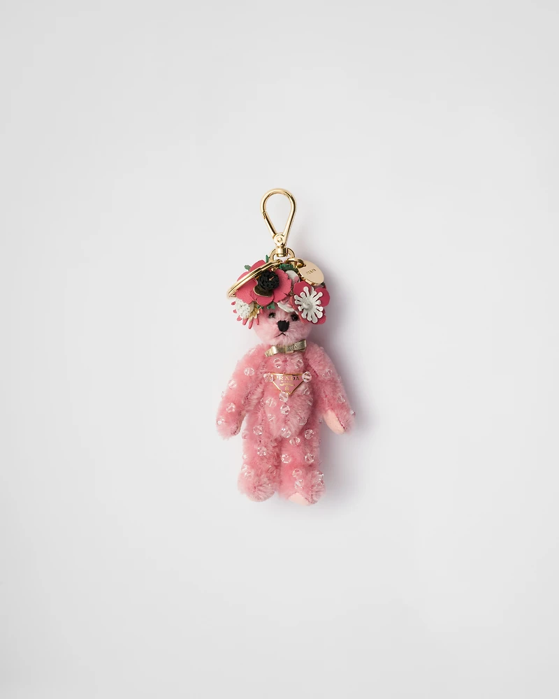 Teddy bag charm with metal ring