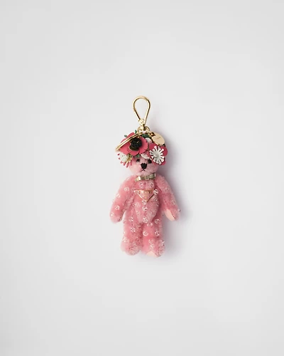 Teddy bag charm with metal ring