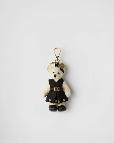 Teddy bag charm with metal ring