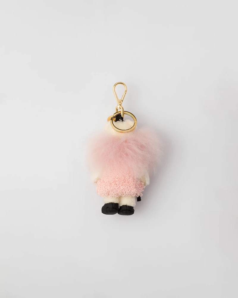 Teddy bear bag charm with metal ring