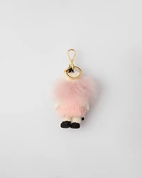 Teddy bear bag charm with metal ring