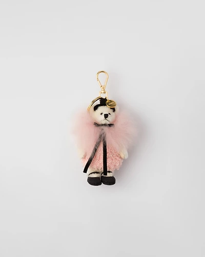 Teddy bear bag charm with metal ring