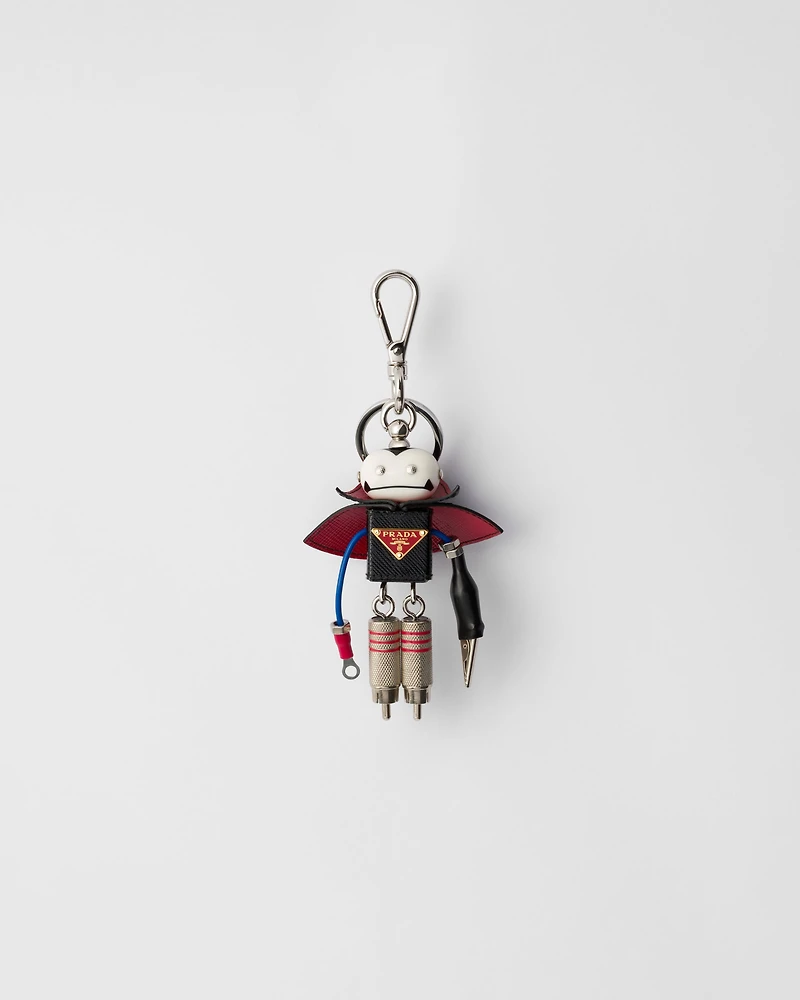 Robot Saffiano leather bag charm