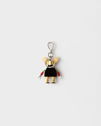 Plexiglas and Saffiano leather Robot keyring charm