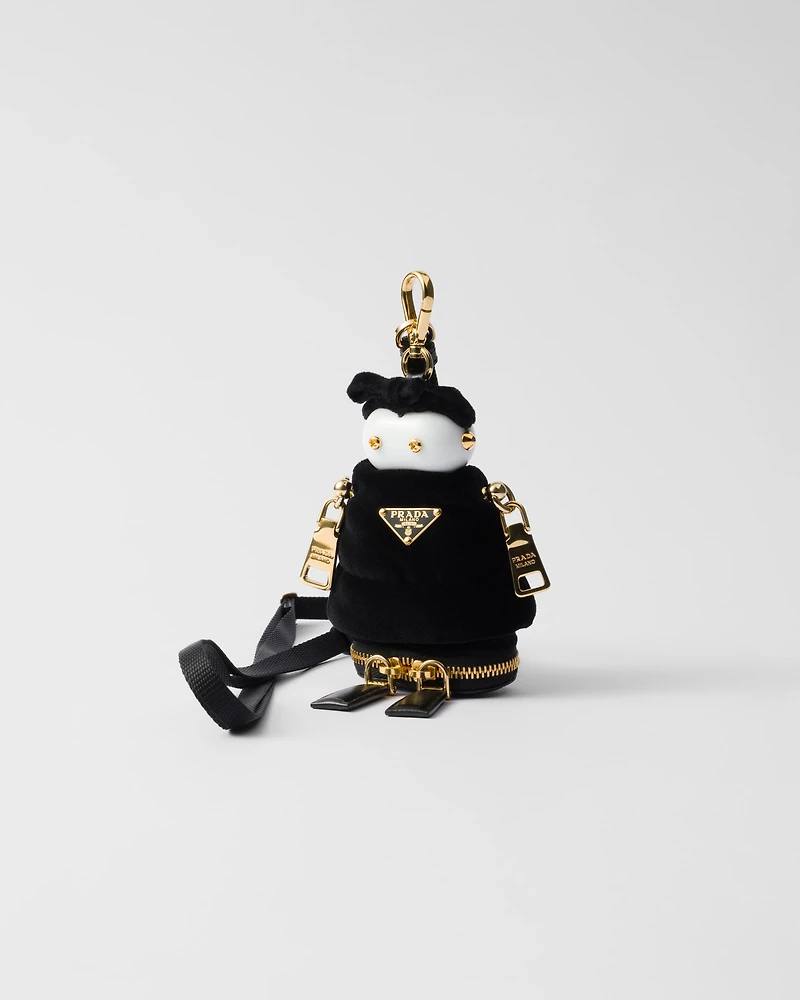 Soft Robot velvet bag charm with shoulder strap
