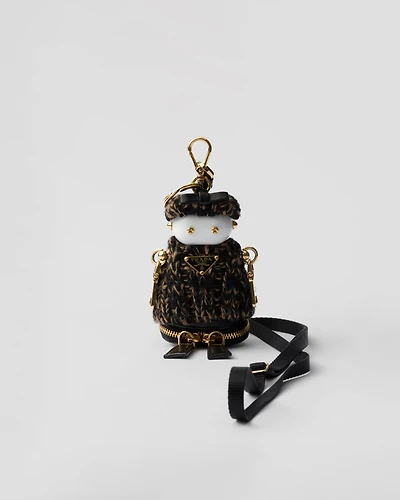 Soft Robot knitted bag charm with shoulder strap
