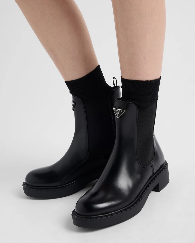 Brushed leather Chelsea booties