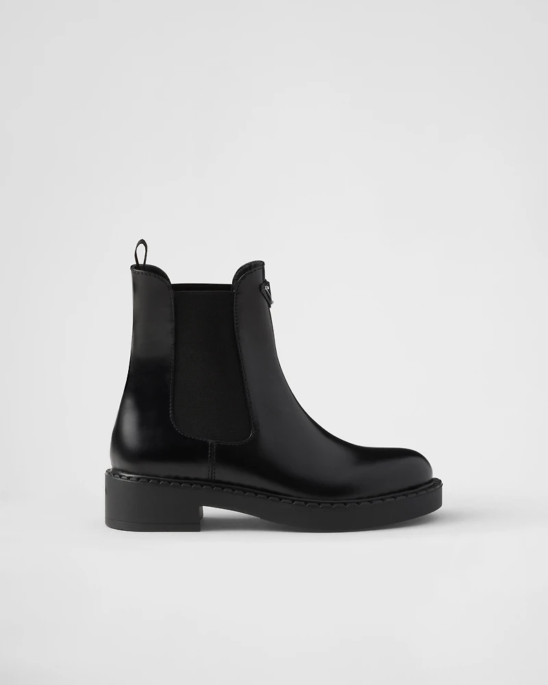 Brushed leather Chelsea booties
